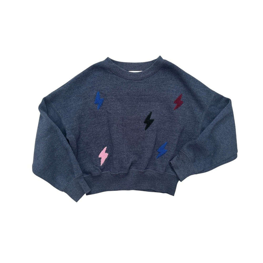 Vintage Havana Navy Lightning Bolt Appliqué Sweatshirt  7/8